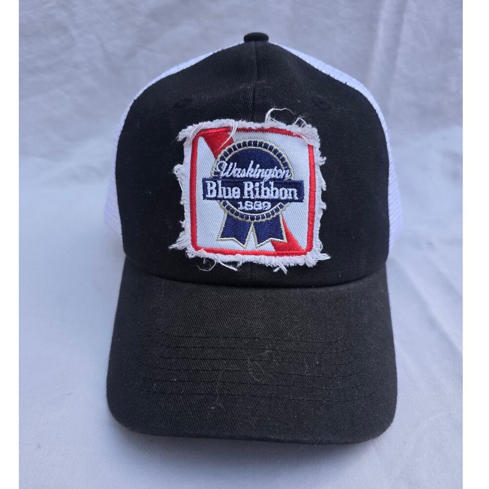Arcadian Outfitters Washington Blue Ribbon Trucker Hat Black White Snapback Cap
